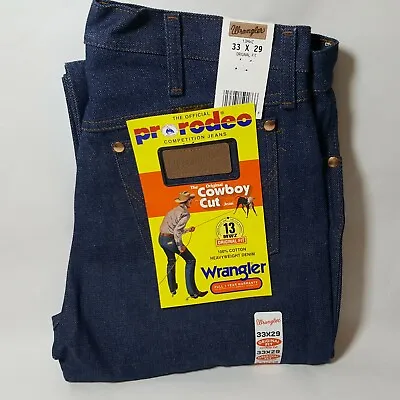 New VTG Wrangler Cowboy Cut 13MWZ Original Fit Jeans Indigo Pro Rodeo 33 X 29 • $50.96