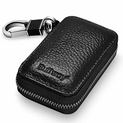 Buffway Car Key CaseGenuine Leather Car Smart Key Chain Keychain Holder Metal H • $7.99