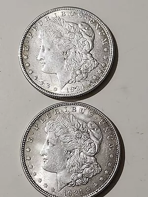 1921 Morgan Silver Dollar Lot --2 Strong Au--very Presentable Investment Idea • $53