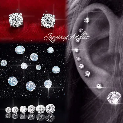 18K GOLD GF MENS WOMENS 3mm-10mm CT DIAMOND STUD EARRINGS EAR CARTILAGE Piercing • $4.42