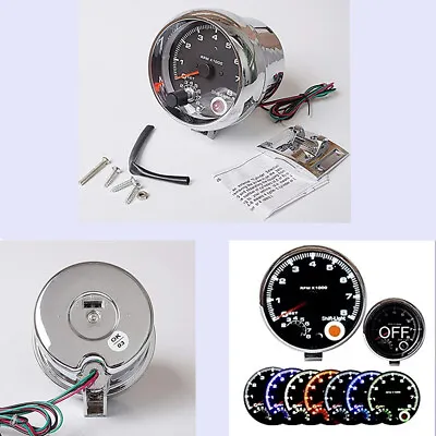 3.75  Car Tachometer Gauge 7 LED Colors Adjustable 0-8000 RPM Shift-Light • $38.60