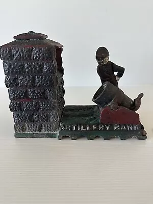 Antique Cast Iron Artillery Bank Mechanical Money Box • $89.99