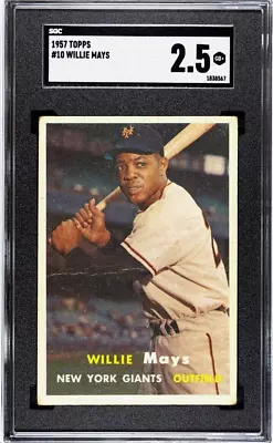 Willie Mays 1957 Topps SGC 2.5 Baseball Card Vintage Graded Giants MLB HOF #10 • $249.99
