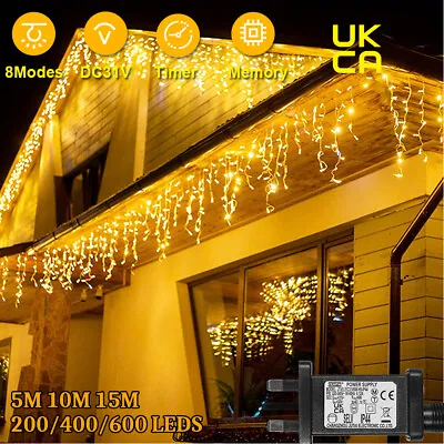 £26.03 • Buy Christmas Icicle Lights LED Fairy String Lights 10M/15M Outdoor Xmas Party Decor