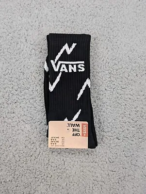Vans Crew Socks Mens Womens 6.5-9 Black White Zig Zag Logo Skate Casual Athletic • $11.90