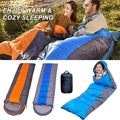 3-4 Season Single Sleeping Bag Camping Rectangular Envelope Zip Up Kids Adult Uk • £18.99