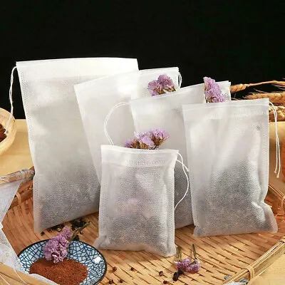 100Pcs Reusable Bags Cotton Muslin Drawstring Bath Herbs Empty Tea SDG • £4.51