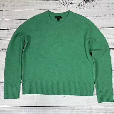 Women's J. Crew 100% Wool Crop Sweater Pullover Green Long Sleeve Crew Neck Sz M • $25.49