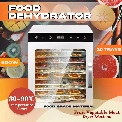 8/10 Trays Food Dehydrators Fruit Dehydrator Commercial Beef Jerky Dryer AU • $189.99