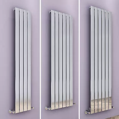 Chrome Vertical Radiator Flat Panel Tall Upright Central Heating Rads 1600/1800 • £213.99