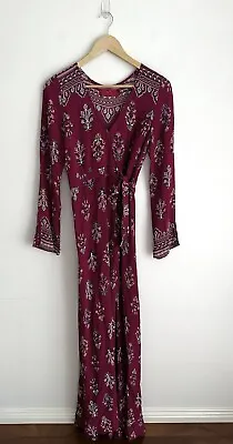 $75.65 • Buy Tigerlily Maroon Floral Paisley Long Sleeve Wrap Maxi Dress Size 8