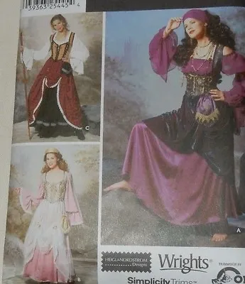 $17.24 • Buy 9966 Simplicity Renaissance Dress Wench Medieval Sizes 6 8 10 12 Costume Gypsy