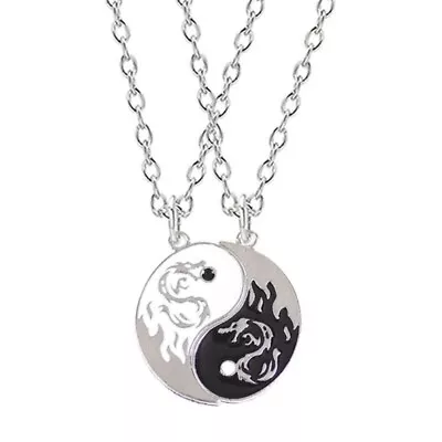 Yin Yang Gossip Dragon Necklace Female Couple Model Good Friend Series Two-piece • $14.97