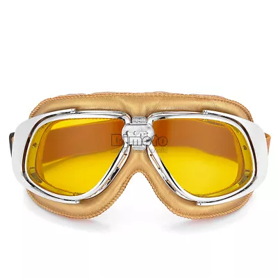 Vintage Retro Motorcycle Motocross Leather Off Road Goggles Helmet Eyewear • $9.99