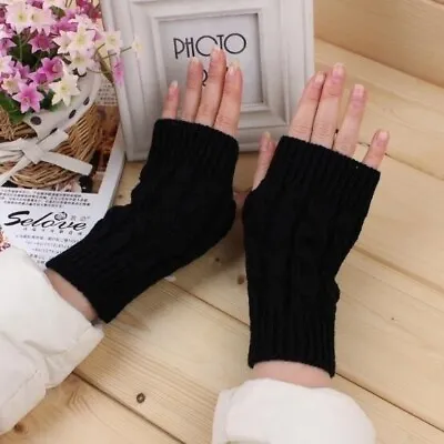 £3.24 • Buy Winter Fingerless Arm Warmer Gloves Hand Soft Mittens Protected Knitted Gloves