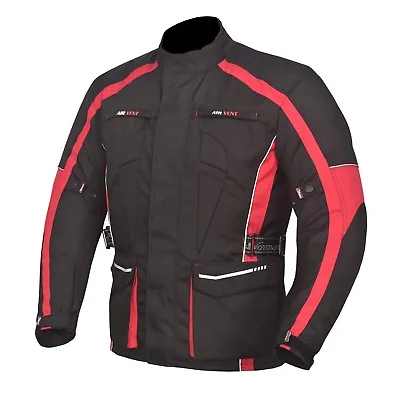 Men's Motorcycle Motorbike Jacket Waterproof Textile Cordura CE Armour Red • $47.27