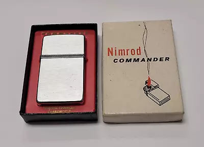 Vintage 1950s Nimrod Commander Brushed Chrome Lighter | Working In Box | RARE | • $35