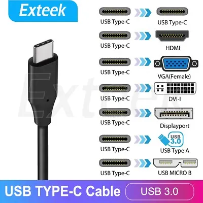 $6.53 • Buy USB-C Type C To HDMI DVI VGA DP Displayport 4K USB C USB3.0 Cable Lead Convertor
