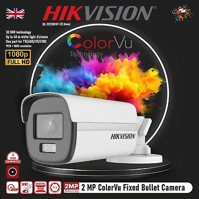 HIKVISION Bullet ColorVu Color At Night 1080P Wide Full HD Outdoor CCTV Camera • £32.90