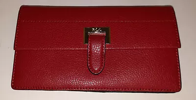 Ralph Lauren Wallet RLL Checkbook Wallet Red Pebble Leather • $20