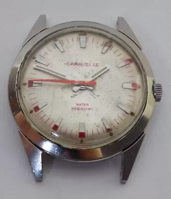 $49 • Buy VINTAGE MENS CARAVELLE 11DO MANUAL WIND WATCH 34mm ALL STEEL CASE RUNNING 