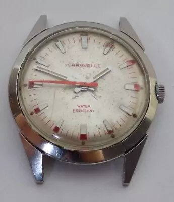 VINTAGE MENS CARAVELLE 11DO MANUAL WIND WATCH 34mm ALL STEEL CASE RUNNING  • $49