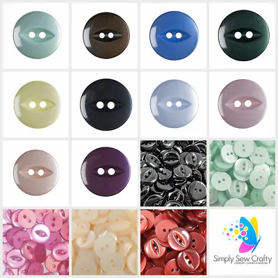 £0.99 • Buy Pack Of 100 - Round Fish Eye Buttons - (14mm Wide) By Simply Sew Crafty