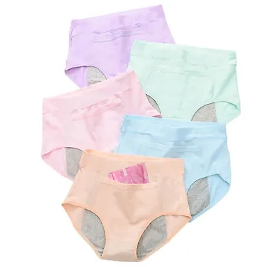 $17.15 • Buy 5pk Panties Double Layer Leak Proof Menstrual Cotton Sanitary Period WITH POCKET