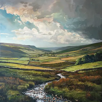 Yorkshire Dales Oil Painting Countryside Art Canvas Wall Picture Print Colourful • £89.99