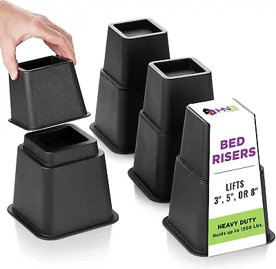 Adjustable Bed Risers Or Furniture Riser Bed Lifts In Heights Of 8 5 Or 3 Inche • $29.75