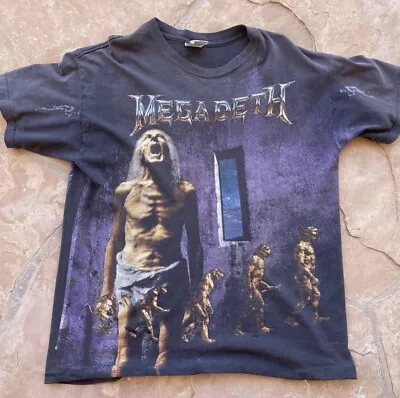 Vintage Megadeth 1992 Countdown To Extinction AOP BAND Tee Size XL 23x27 RARE • $375