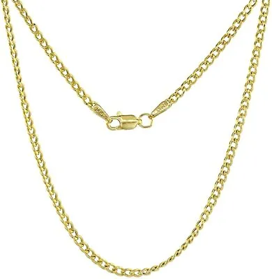 14K Hollow Yellow Gold Miami Cuban Link Chain High Polished 2mm Sizes 16 ~24  • $228.84