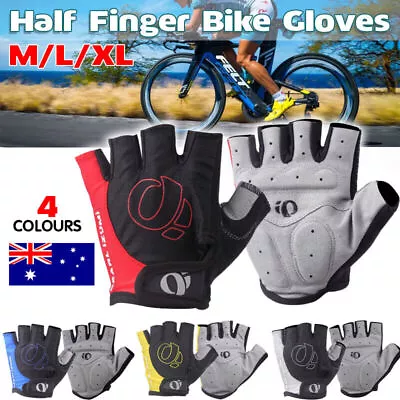 1 Pair Cycling Bicycle Half Finger Bike Gloves Unisex Anti Slip Padded Sports AU • $11.88