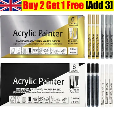 Acrylic Paint Pens Markers Metallic Marker Art Pen For Rock Glass Wood Fabric UK • £7.19