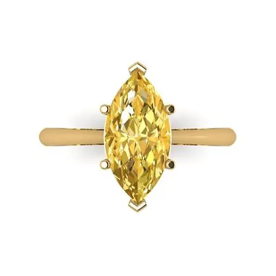 2.50ct Marquise Cut Natural Citrine Wedding Bridal Promise Ring 14k Yellow Gold • £298.13