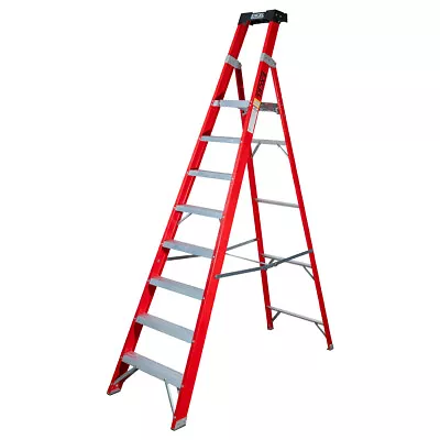 Excel Heavy Duty Electricians Fibreglass Platform Step Ladder 8 Tread 2.51m • £158