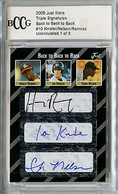 2005 Just Black HANLEY RAMIREZ IAN KINSLER CHRIS NELSON Triple Auto SP RC #1/3 • $195