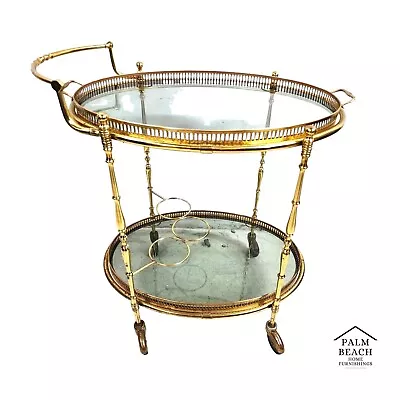 French Bar Cart Serving Trolley Brass Vintage • $1795