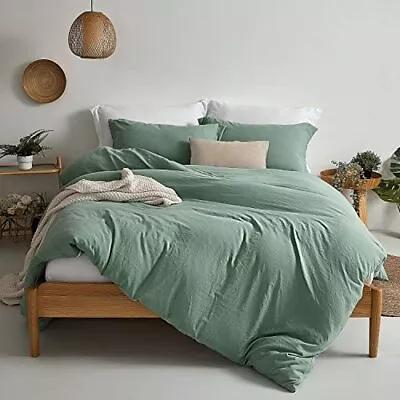  Duvet Cover Set - 100% Washed Microfiber Super Soft Full(80 X90 ) Sage Green • $48.44