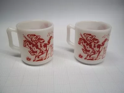 Vintage Hazel Atlas Davy Crockett Indian Fighter Set Of 2 Mugs.  • $22.50