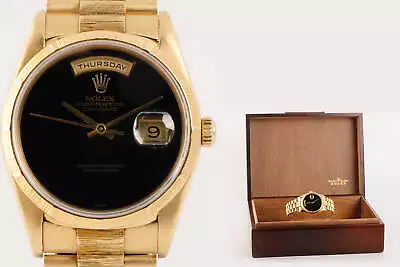 Rolex Day-Date 18248 ''President'' Bark! Factory Onyx Dial 36mm Men's Watch 1991 • $36500