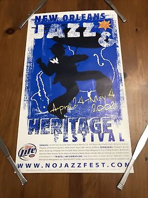 2003 Jazz And Heritage Fest Poster Miller Lite Shell Advertising Vintage 14 X 24 • $17