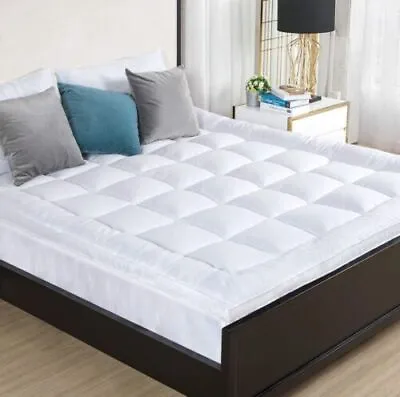 $21.99 • Buy Cooling Pillowtop Mattress Topper Luxury Bed Mat Pad Queen Double King Single