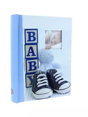 Blue Slip In Photo Album 200 6  X 4  Photos Memo Baby Boy Birthday Keepsake Gift • £12.99