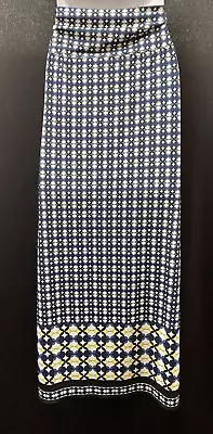 MAX EDITION Bohemian Maxi Skirt Pull-On Fold Over Rayon Blend Blue White Size XL • $14.99