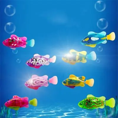 Electric Fish LED Light Swimming Robot Fish Water Float Cat Interactive Toys • £7.19