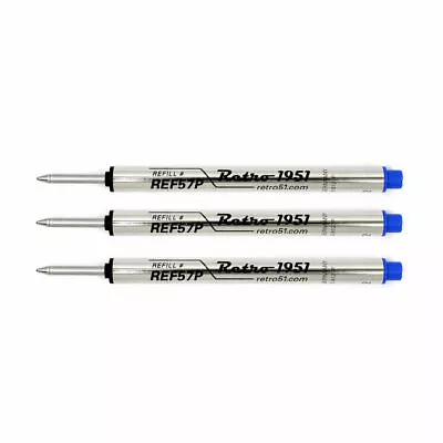 Retro 51 Capless Rollerball 3 Pack Refills For Tornado Pens Blue -New REF57P • $17.50