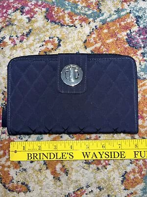 Vera Bradley Wallet Turn Lock Navy Blue Microfiber EUC • $17.95