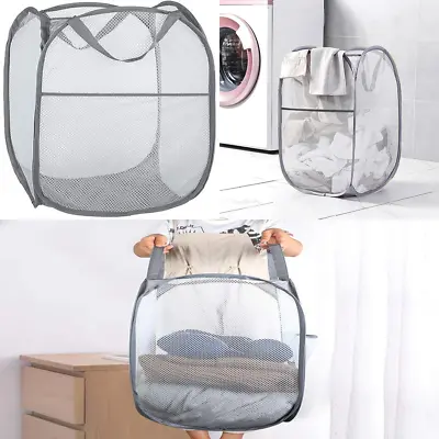 Large Mesh Pop-Up Laundry Basket Collapsible Laundry Hamper With Carry Handles • $9.20