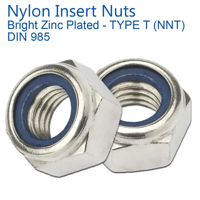 £0.99 • Buy M3 M4 M5 M6 M8 M10 M12 Nyloc  Nylock Lock Nuts Type T Bright Zinc Plated Bzp